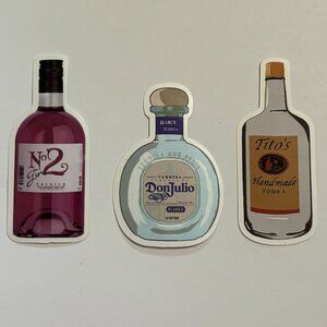 3pc Beverage Drink Bartender Alcohol Stickers Decals for Cooler Toolbox Glossy